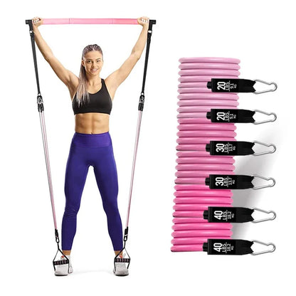 New Pilates Bar Kit with Resistance Bands Set Bodybuilding Elastic Bands for Fitness Sports Pull Rope Fitness Stick Workout Band