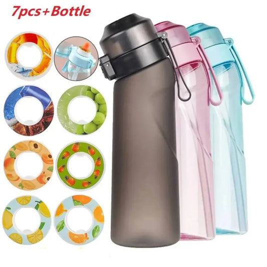 Flavored Water Bottle with 7 Flavour Pods Air Water up Bottle Frosted Black 650Ml Air Starter up Set Water Cup for Camping Sport