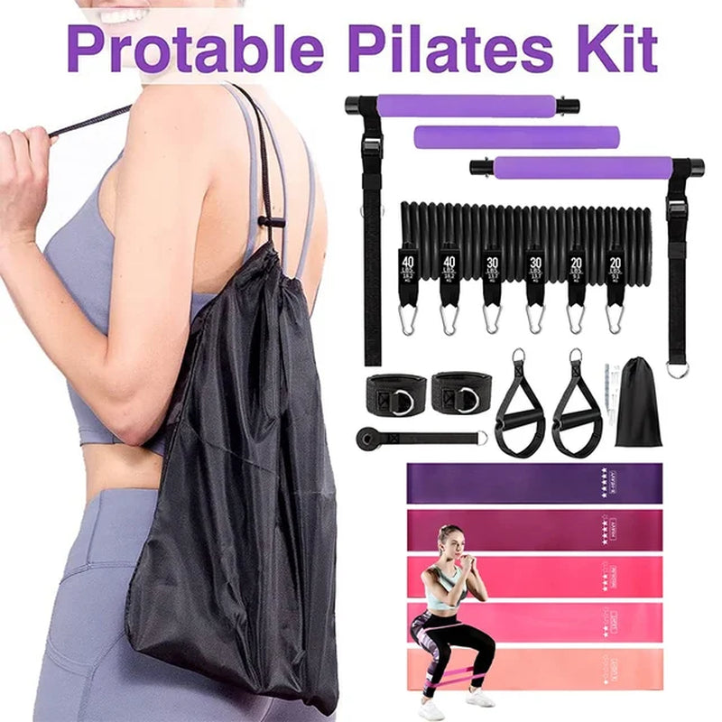 New Pilates Bar Kit with Resistance Bands Set Bodybuilding Elastic Bands for Fitness Sports Pull Rope Fitness Stick Workout Band